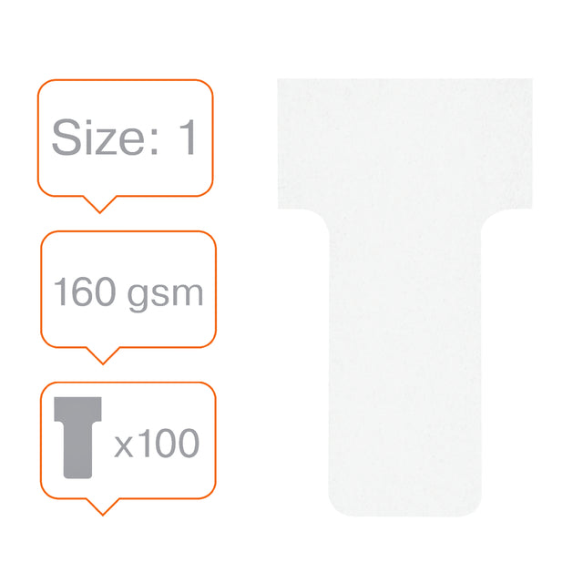 Planbord T-Kaart Nobo Nr 1 16mm Wit, set van 100 stuks - 2