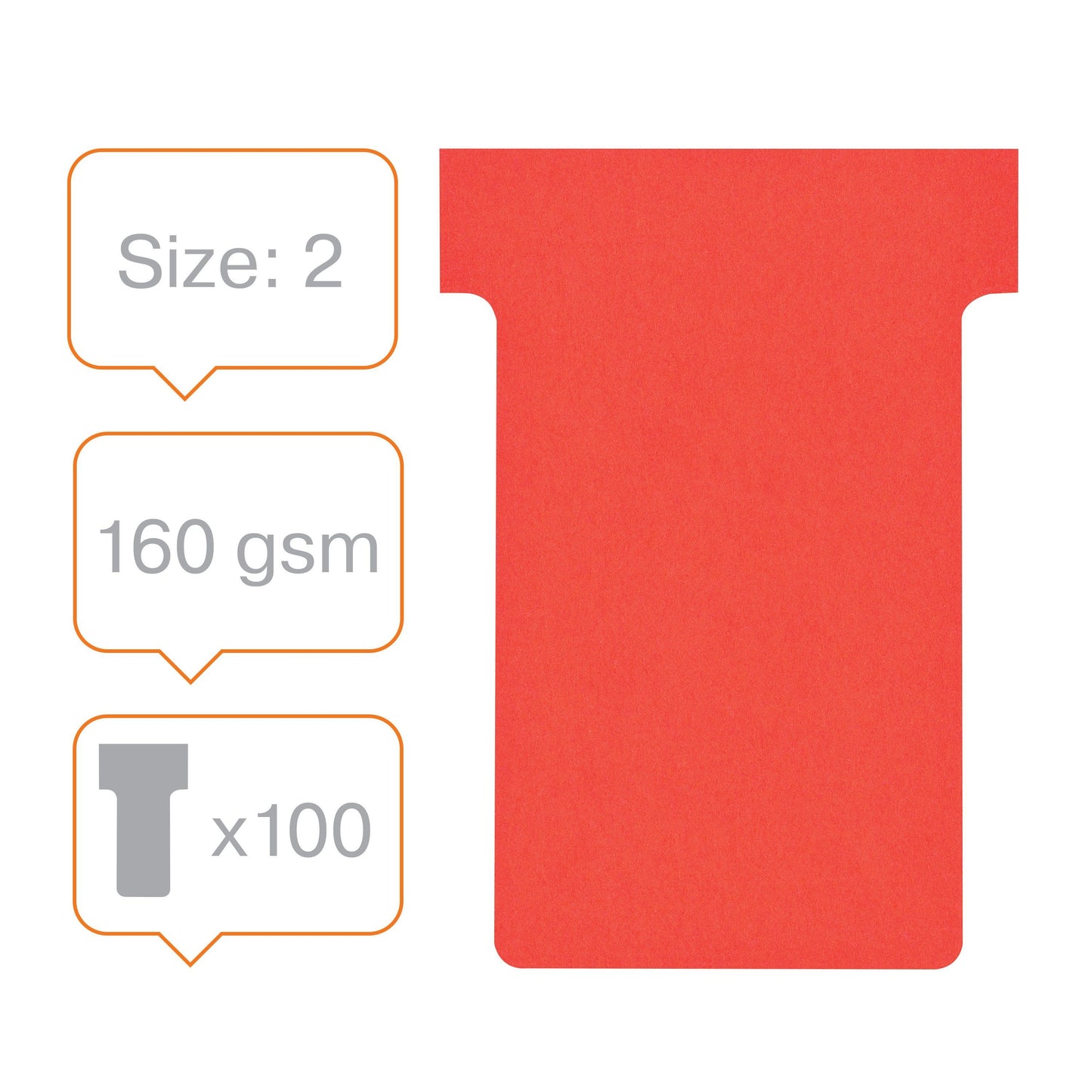 T-Kaart Nobo NR 2 48mm Rood, Pak van 100 - 2