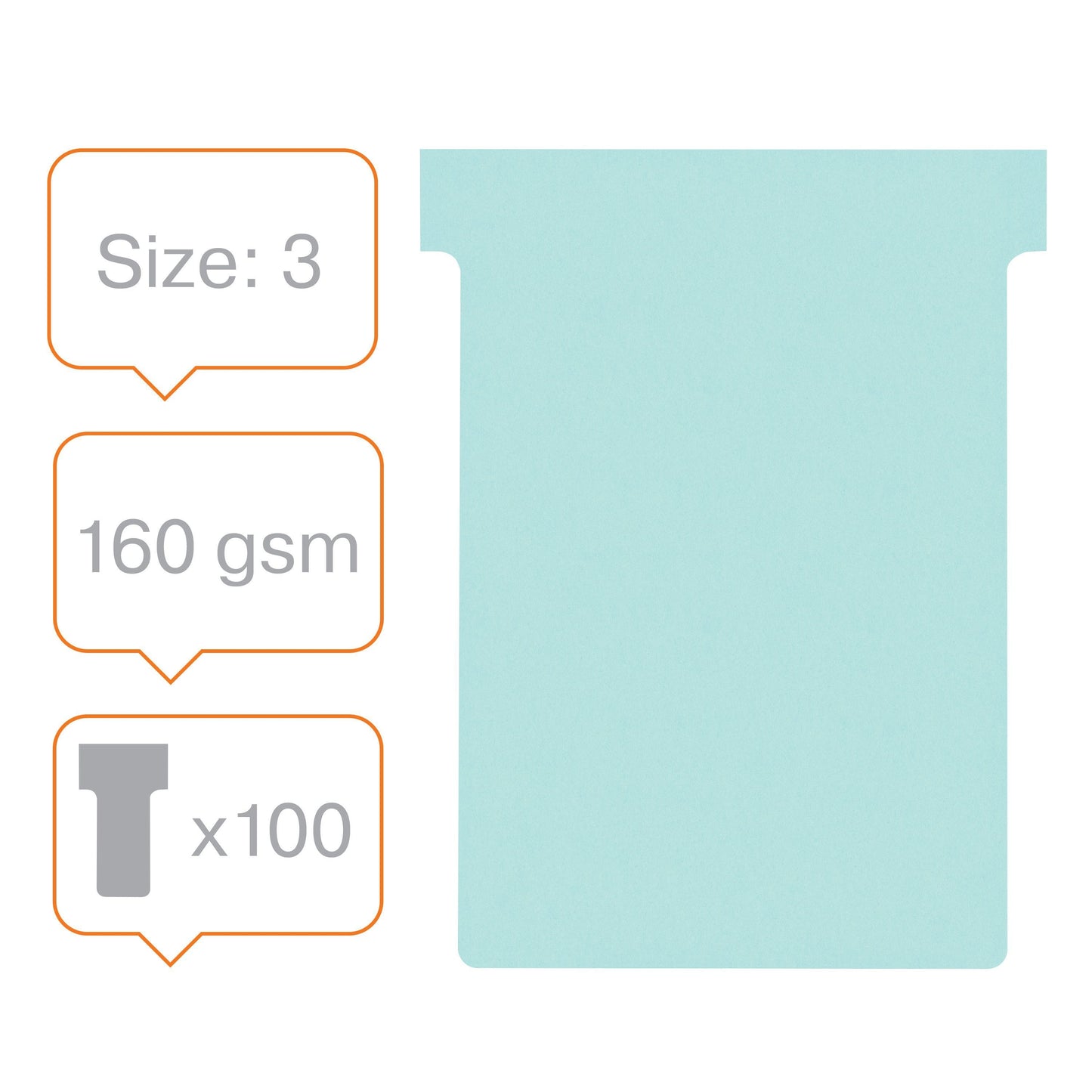 T-Kaart Nobo NR 3 80mm Blauw, Pak van 100 - 3