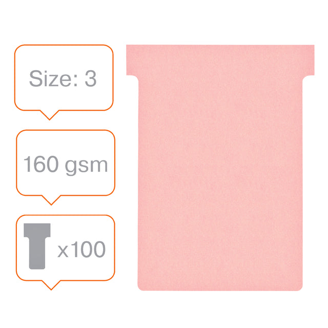 Planbord T-Kaart Nobo Nr 3 80mm Roze, set van 100 stuks - 2