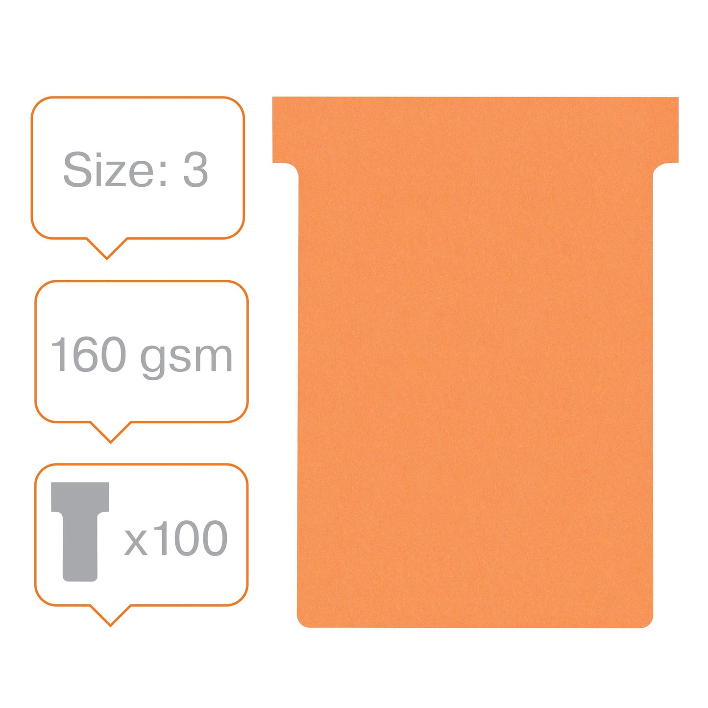 T-Kaart Nobo NR 3 80mm Oranje, Pak van 100 - 3