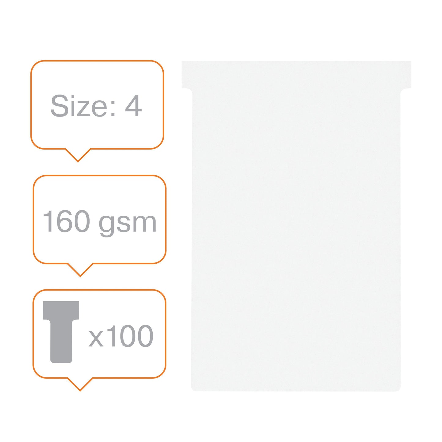 Planbord T-Kaart Nobo Nr 4 112mm Wit, set van 100 stuks - 2
