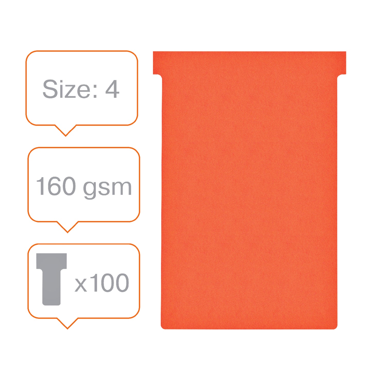 Planbord T-Kaart NOBO 112mm Rood, Pak van 100 stuks