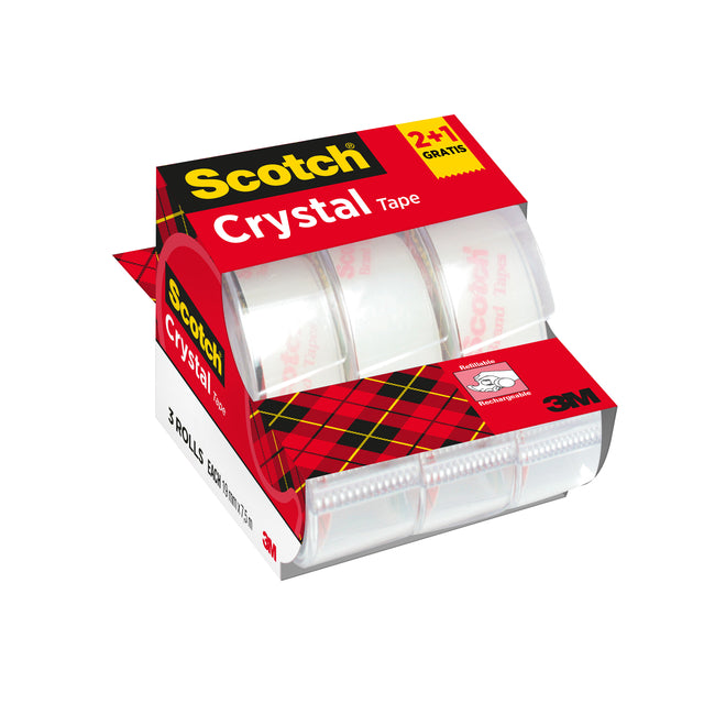 Scotch Crystal 600 doorzichtig plakband, 19 mm x 7,5 m, 2+1 disp