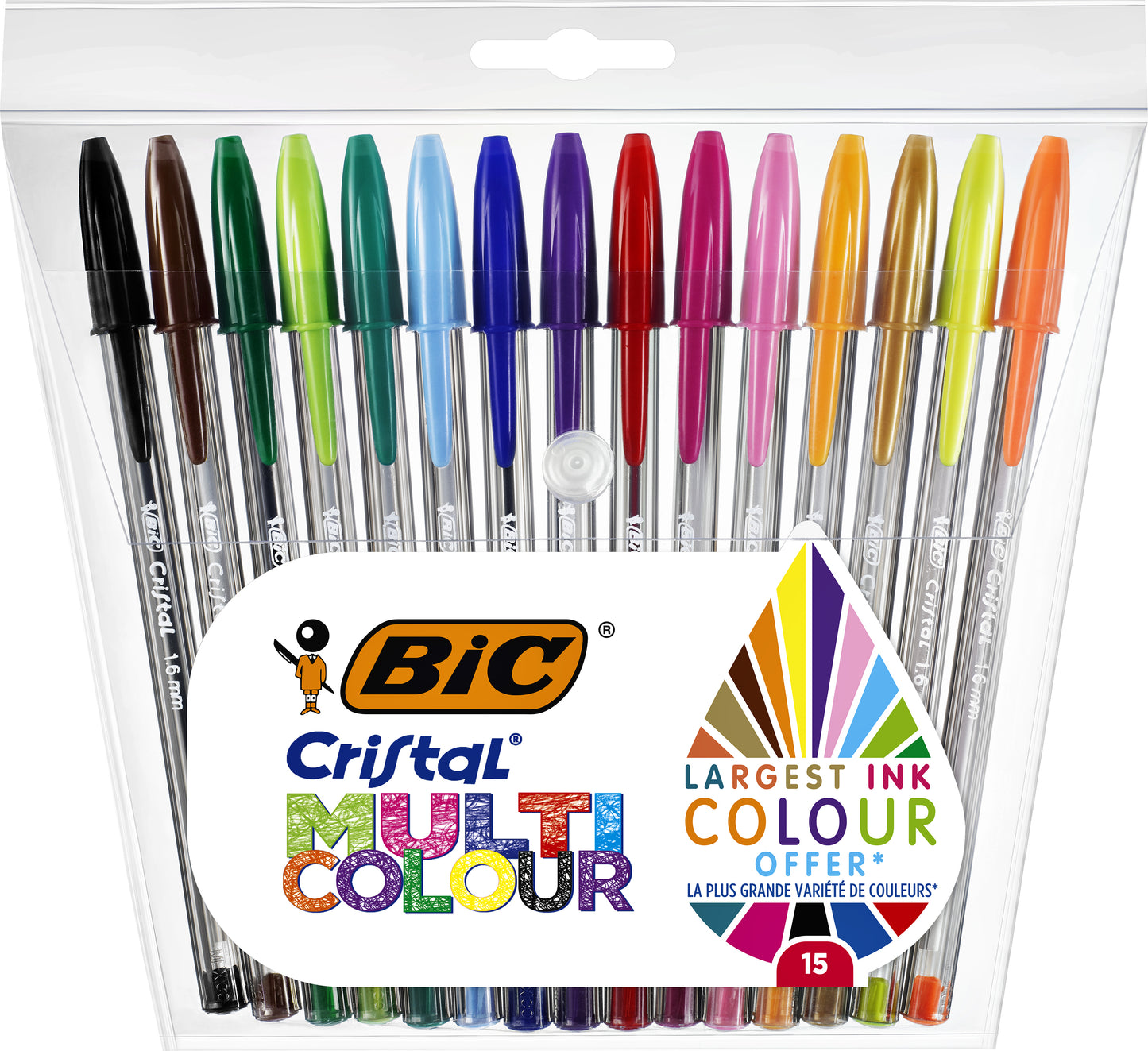 Bic Cristal Multicolour Balpennen Set 15 Stuks, Assorti