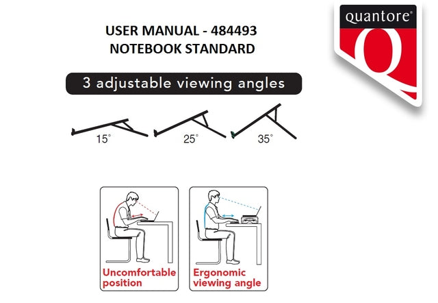Quantore Verstelbare Laptopstandaard Antraciet voor Laptops tot 15 inch - 3