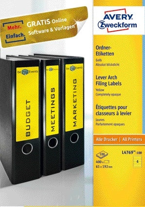 Avery Zelfklevend ordnerrugetiket 61x192mm geel - 2