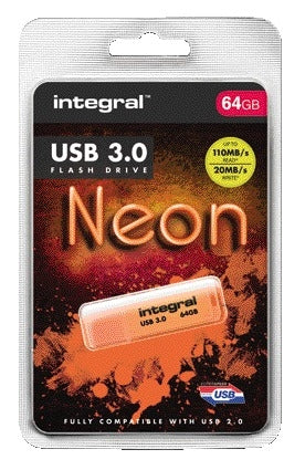Integral 64GB Neon Oranje USB 3.0 Flash Drive - 2