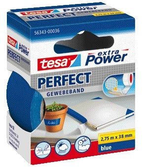 tesa Perfect Textieltape 2.75m x 38mm blauw, hoog belastbaar