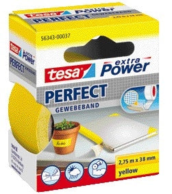 Tesa Perfect Textieltape 2.75mx38mm Geel voor Repareerwerk