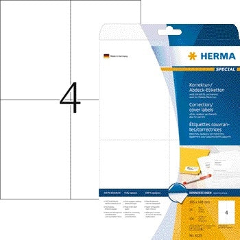 HERMA 4229 105x148mm A6 Zelfklevende Correctie Etiketten, 100 stuks