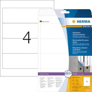 Herma Verwijderbare Breed/Witte Rugetiketten 59x192mm