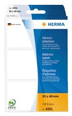 Herma adreslabel 4301, 95x48mm, 250 stuks, zig-zag gevouwen