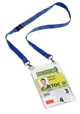 A6 Badge met Koord in Donkerblauw voor Groot Naamkaartje