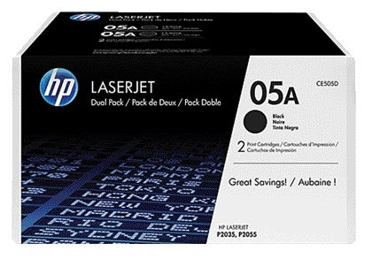 HP CE505D 05A Zwarte Tonercartridge 2-pack voor hoge capaciteit