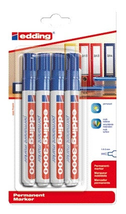 Viltstift edding 3000 rond 1,5-3mm blauw