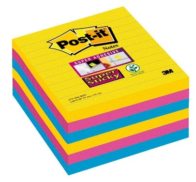 Post-it Super Sticky notities 101x101mm, Rio kleuren, 6 blokken