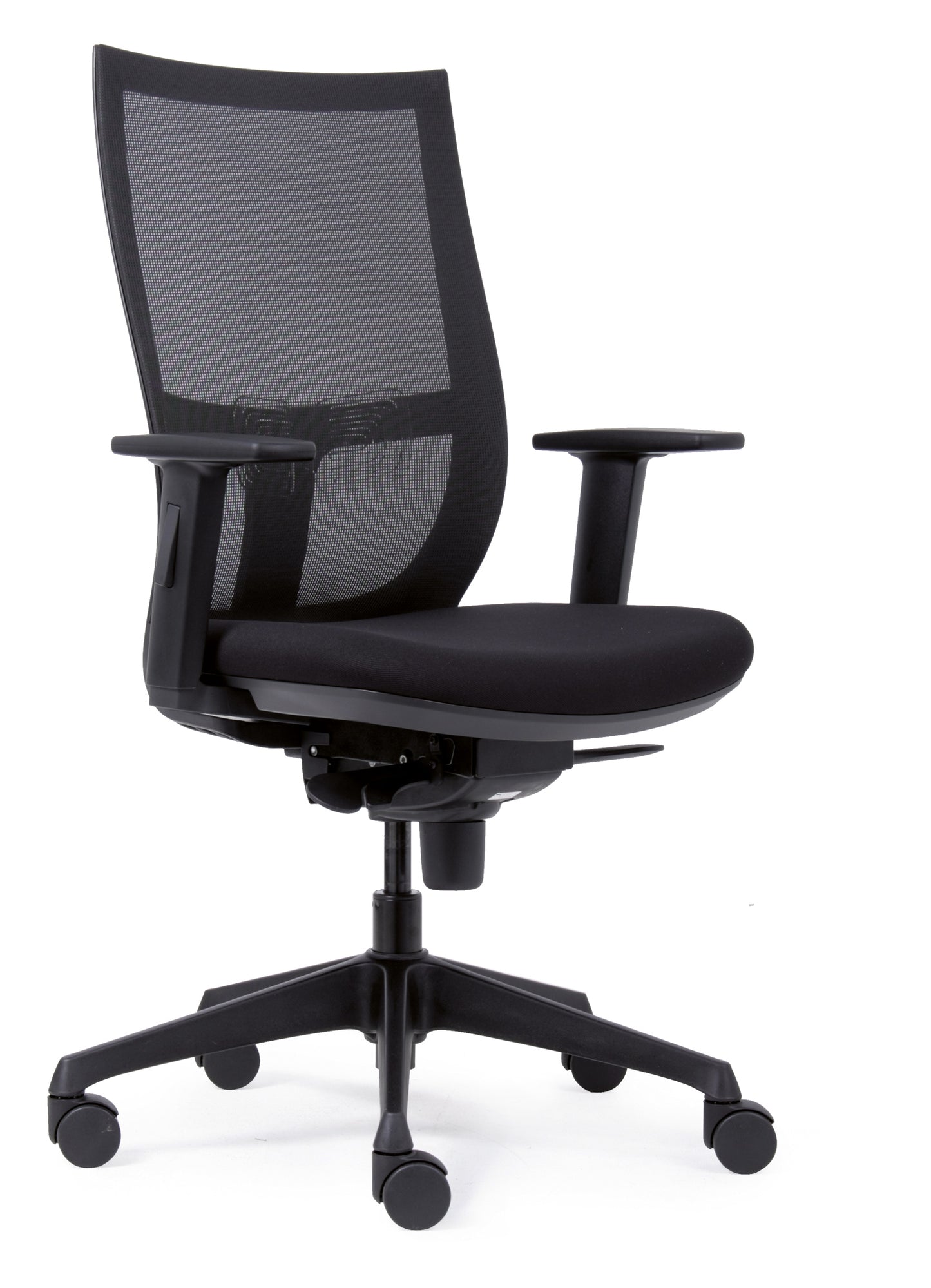 Bureaustoel Euroseats Curve 001 zwart, synchroonmechaniek en verstelbare lendesteun