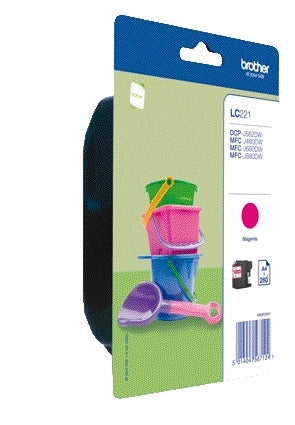 Brother LC-221M Rood inktcartridge voor Brother printers