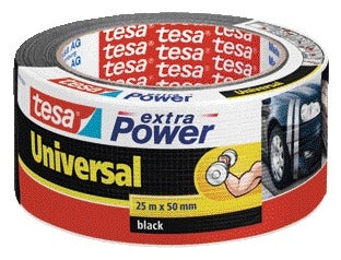 Zwart ducttape tesa Extra Power Uni 25m x 50mm