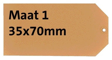 Kartonnen label HF2 NR1 35x70mm met versterkt ophangoog