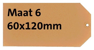 Kartonnen label HF2 NR6 60x120mm met versterkt ophangoog