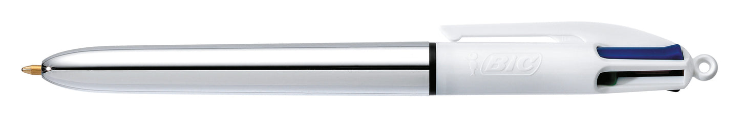 Balpen Bic 4-kleuren Shine, zilver, met klikmechanisme