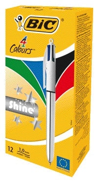 Balpen Bic 4-kleuren Shine, zilver, met klikmechanisme - 2