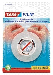 Handschourbaar Tesafilm 25mx19mm, transparant