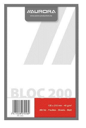 Kladblok Aurora 135x210mm, 200 blanco pagina's, 45 g/m²