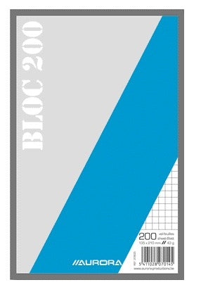 Kladblok Aurora 135x210mm met ruitpatroon, 200 vel, 45 g/m²