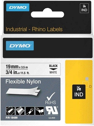 Dymo Rhino industrieel nylon 19mm witte tape voor kabelmarkering