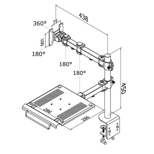 Neomounts D960 Zwarte Klemmonitor- en Laptoparm voor 27 Inch - 2