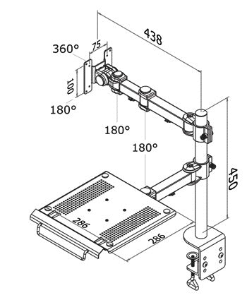 Neomounts D960 Zwarte Klemmonitor- en Laptoparm voor 27 Inch - 3