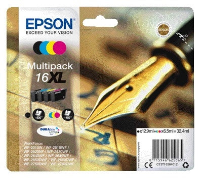 Epson 16XL T1636 Zwart + 3 Kleuren Inktcartridge voor Epson printers