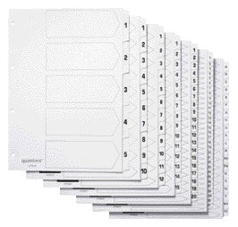 Tabblad Quantore 4-rings karton wit 170gr 1-20 - 2