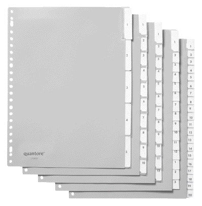 Tabblad Quantore 23-rings PP 10-delig met venster, grijs - 2