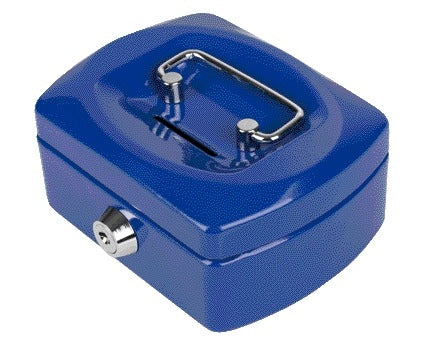 Geldkist Pavo 125x95x60 mm met Muntengleuf en Cilinderslot, Blauw - 2