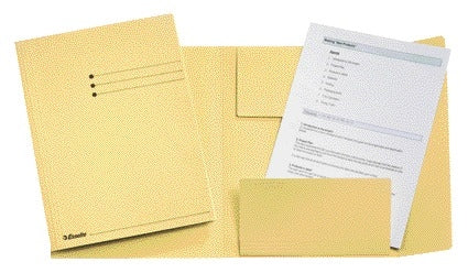 Dossiermap Esselte Folio 3-Kleps, Manilla, 275 g, Geel