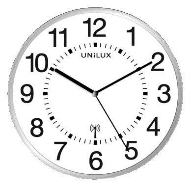 Unilux Wave radio wandklok dia 30cm zilvergrijs/wit - 3