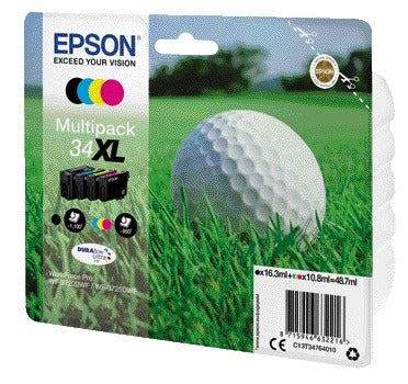 Epson 34XL Zwart + 3 Kleuren Inktcartridge (T3476) voor Efficiënt Printen - 3