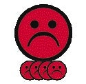 Smiley magneet 2,5cm, emotie bedroefd, rood