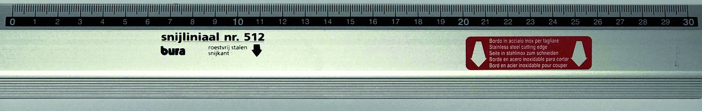 Bura 512 Aluminium Snijliniaal 30cm met Facetkant