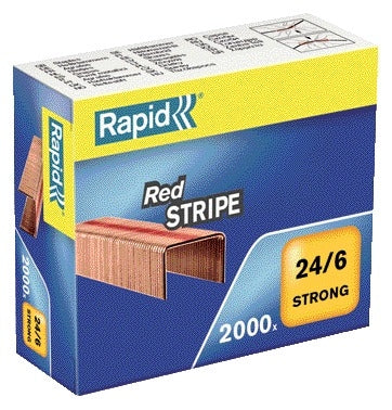 Nietjes Rapid 24/6 Red Stripe - 2000 stuks, gemakkelijke verwijdering