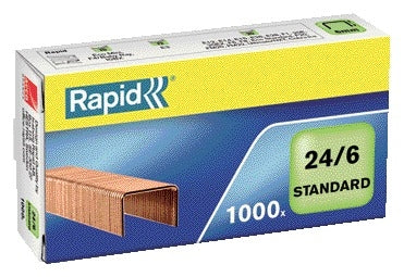 Nietjes Rapid 24/6 Standaard - 1000 stuks, kopercoating