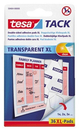 Tesa TACK Transparante XL Kleefpads 36 stuks voor korte termijn bevestiging