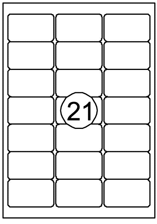 Zelfklevende etiketten 63.5x38.1mm, 2100 stuks op A4-vellen