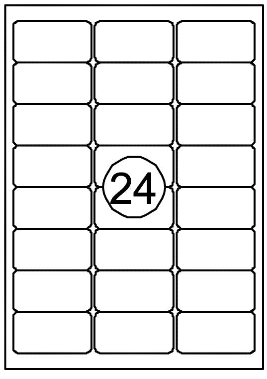 Quantore zelfklevende etiketten 63,5x33,9mm, 2400 stuks