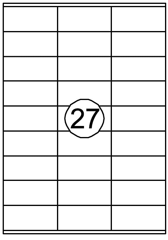 Zelfklevende etiketten 70x32mm, 2700 stuks op A4-vellen