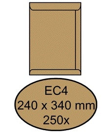Quantore akte envelop EC4 240x340mm 100g/m² bruin kraft met gegomde klep